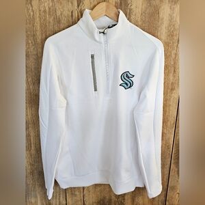 Antigua White Quarter-Zip Sweatshirt Seatte Kralen A Size M